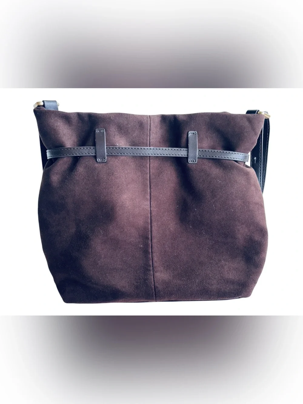 House of Harlow 1960 Brown Faux Suede Crossbody Shoulder Bucket Bag